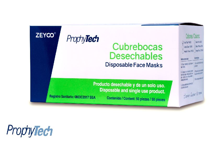 Cubre bocas blanco procedural caja c/50 pzas