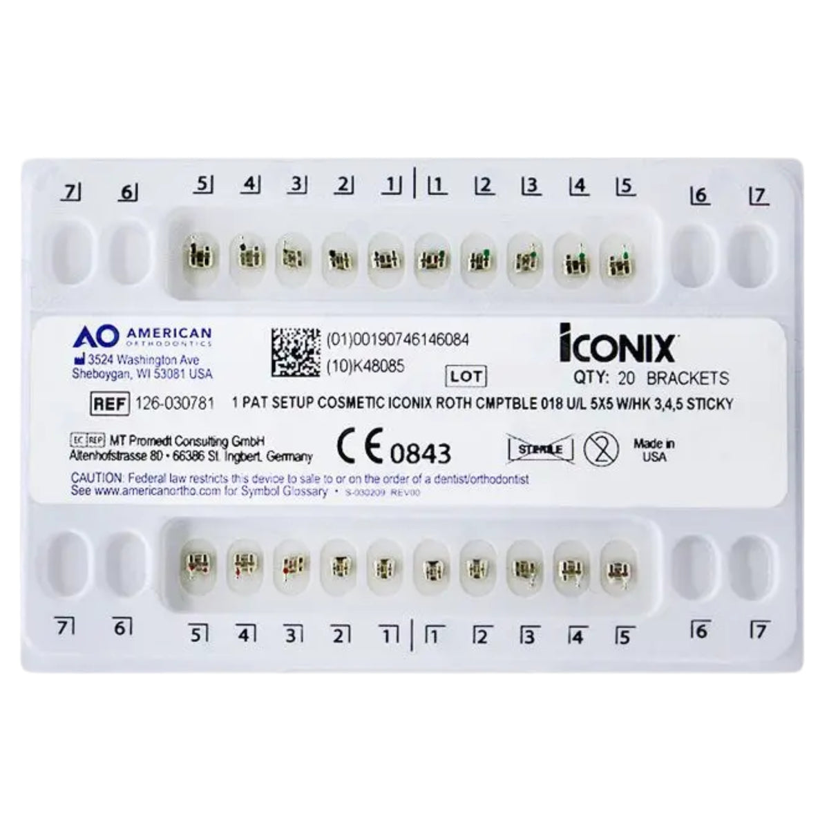 Brackets Mini Iconix Roth American Orthodontics juego