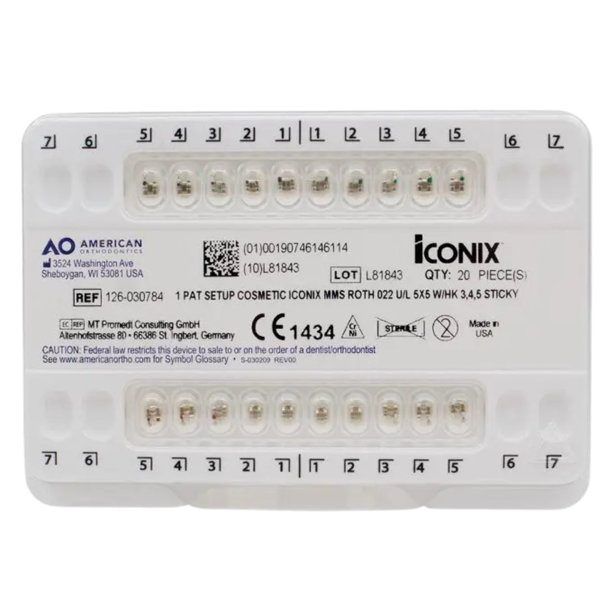 Brackets Mini Iconix Roth American Orthodontics juego