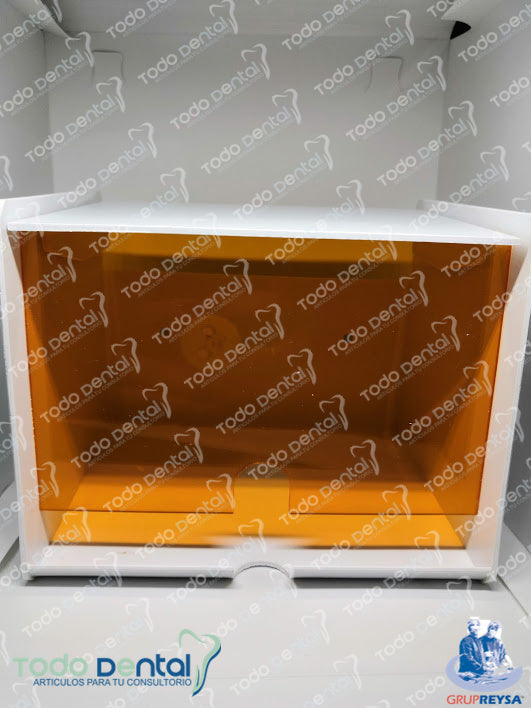 Dispensador de acrilico p/eyector colores: azul amarillo transparente humo naranja