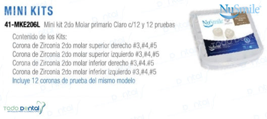 Kit zr mini 2do molar claro c/12 y 12 pruebas