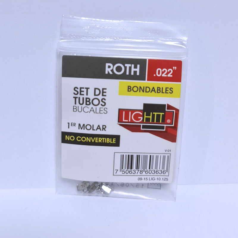 Set tubos lightt roth .022 bond. 1er molar no convertible sencillos