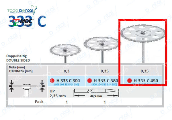 Disco diamantado h 333 c 450 pza