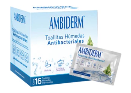 Toallita humeda antibacterial ambiderm caja c/16 piezas