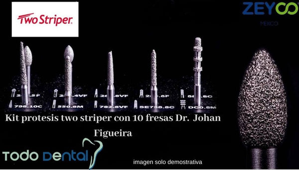 Kit protesis two striper con 10 fresas dr. Johan figueira