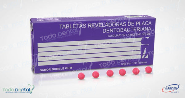 Tabletas reveladoras (caja con 100 tabletas sabor bubble gum)